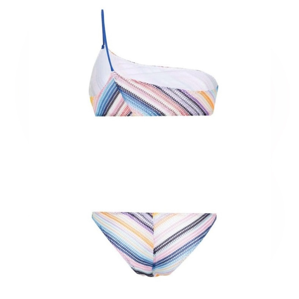 Missoni Multicolor Striped One-Shoulder Bikini — Blue Strap - Picture 2 of 16